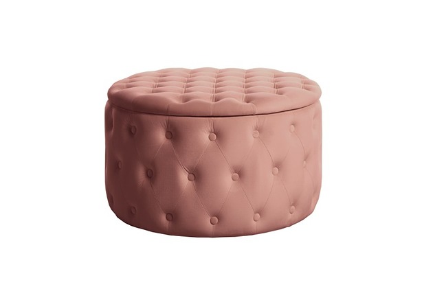 pufy do siedzenia Pufa puf ze schowkiem Barock Chesterfield aksamitna antyczy róż 75cm