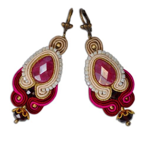 kolczyki soutache Sutaszowe kolczyki AGATY ECRU