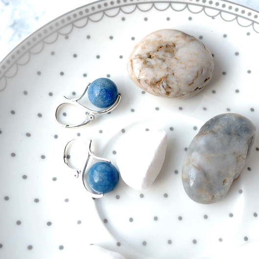 kolczyki srebrne DENIM BLUE MINERAL - SREBRNE KOLCZYKI z naturalnym kamieniem