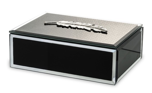 pojemniki na biżuterię Szkatułka szklana na biżuterię 16x12x6 cm Srebrny Liść