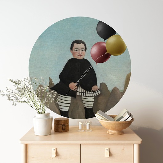 tapety i naklejki ścienne Mural DOTS  Chłopiec z balonami- okrągła dekoracja ścienna