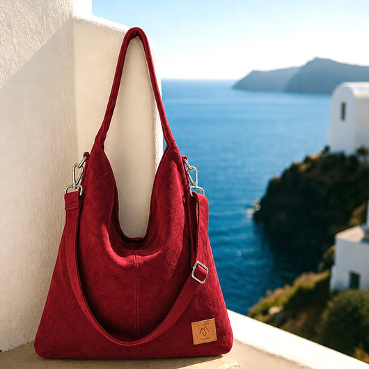 torby na ramię Torba typu worek z eko zamszu Mili Pure - Ruby Red