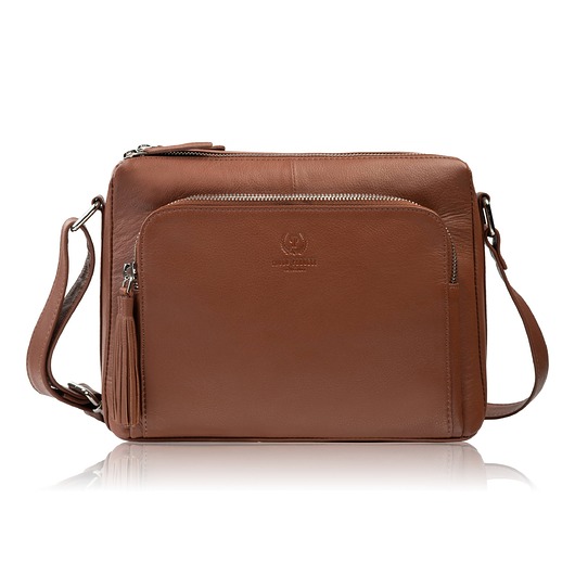 torby na ramię Torebka damska na ramię skórzana koniakowa klasyczna miejska Paolo Peruzzi