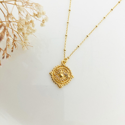 złoty naszyjnik boho , naszyjnik z okiem Anemon Atelier