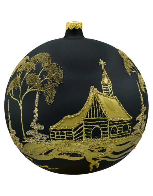 bombki Bombka okrągła ze złotym pejzażem: czarna