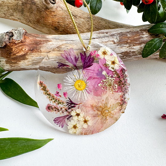 ozdoby choinkowe Ozdoba choinkowa/ bombka - różowe kwiaty