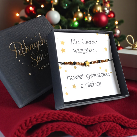 bransoletki z kamieni naturalnych Świąteczna bransoletka - pomysł na prezent - świąteczne pudełko - glam