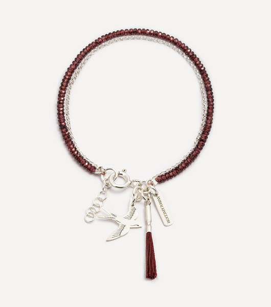 bransoletki srebrne Bransoletka z granatami i srebrną zawieszką My way