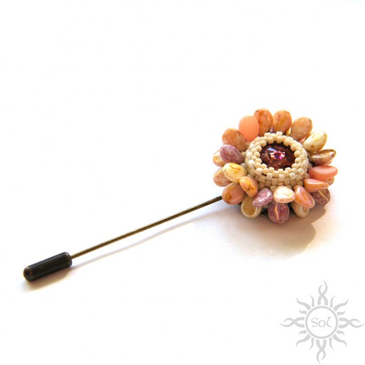 Pastel Flower, szpila, broszka, beading Sol