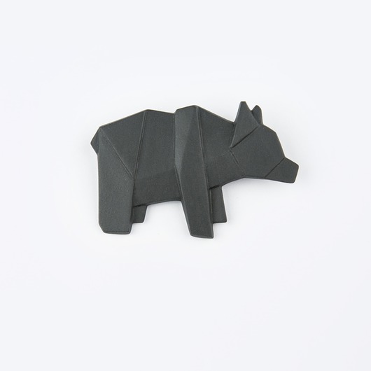 broszki Broszka Porcelanowa Origami Niedźwiedź Czarna
