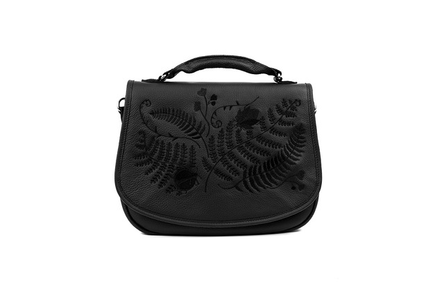 Skórzana torebka z haftem SADDLE BAG FOREST byHungryHearts