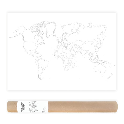 plakaty Konturowa Mapa Świata - Plakat do Kolorowania