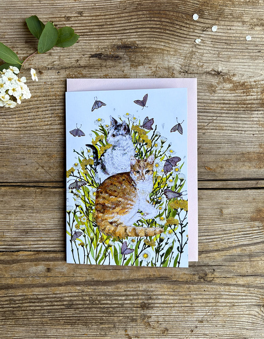 kartki okolicznościowe - wydruki Kotki dwa- Kartka- Grafika- Ilustracja- Zwierzaki