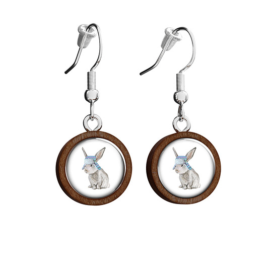 kolczyki drewniane Kolczyki drewniane - Zajączek - wiszące