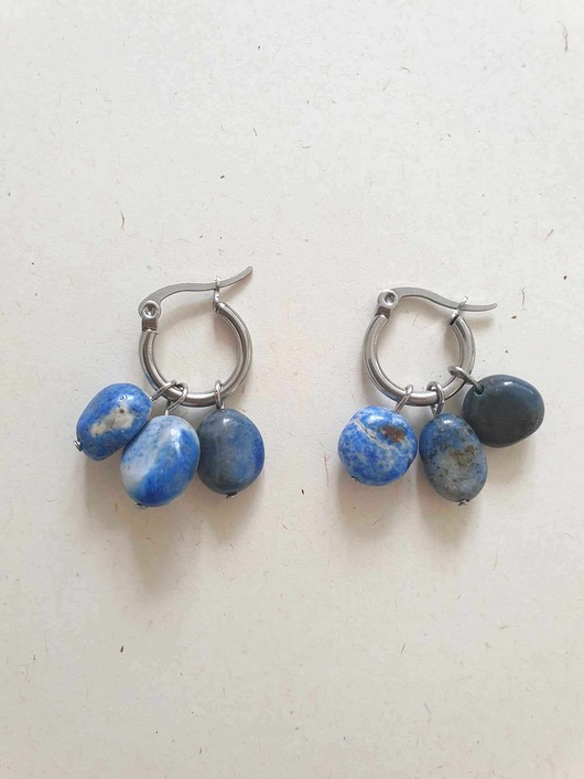 kolczyki z kamieniami Kolczyki TRIO  lapis lazuli