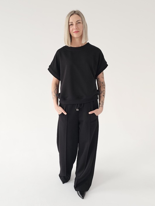komplety damskie Komplet oversize bezrękawnik i szerokie spodnie wide leg