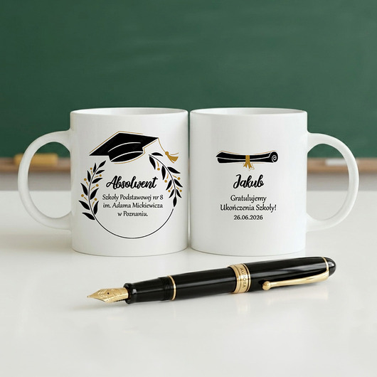 kubki Personalizowany kubek Absolwenta/ki prezent na Zakończenie Szkoły z Imieniem