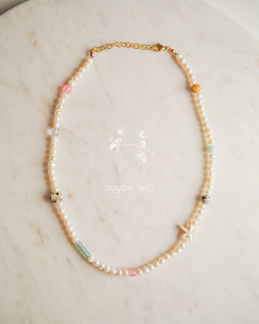 chokery Naszyjnik z pereł naturalnych z rozgwiazdą