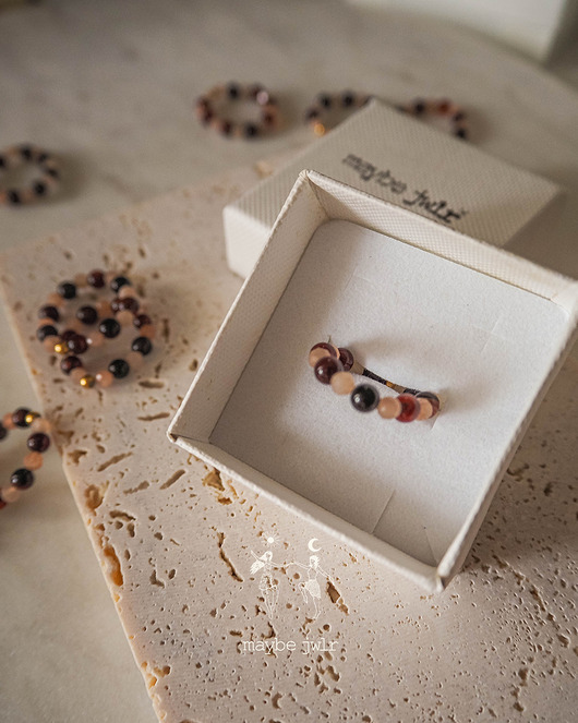 pierścionki elastyczne Pierścionek elastyczny granat i kamień słoneczny