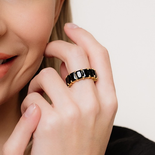 pierścionki złote Pierścionek z cyrkoniami bagietami srebro 925