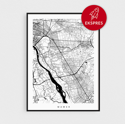 Plakat EKSPRES - Wawer - mapa dzielnicy PLAKATY GEOMETRYCZNE