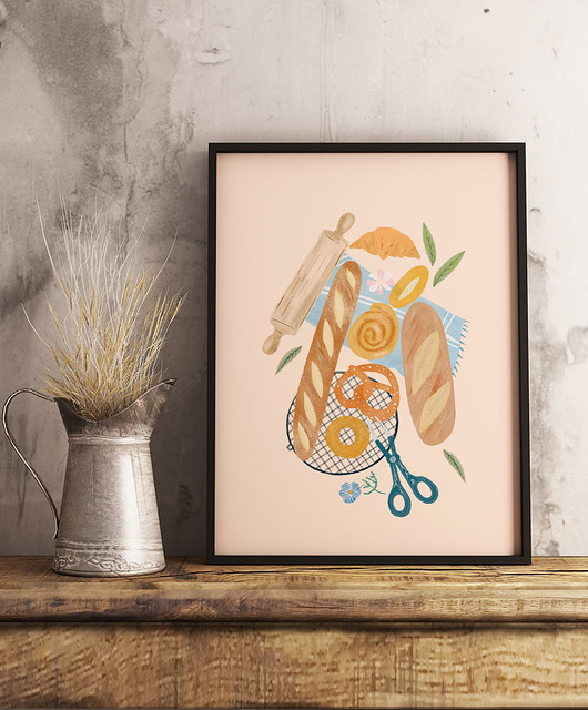 plakaty Plakat Chrupiące bagietki - fine art