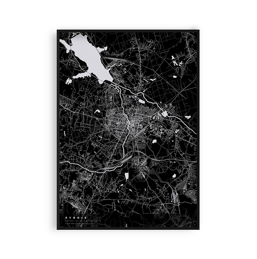 plakaty Rybnik - mapa miasta  plakat z mapą Rybnika
