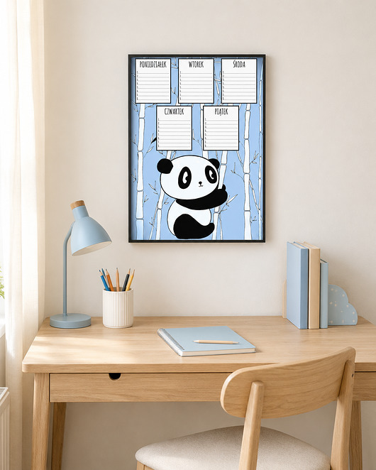 obrazy i plakaty do pokoju dziecięcego Plan lekcji A4. Panda