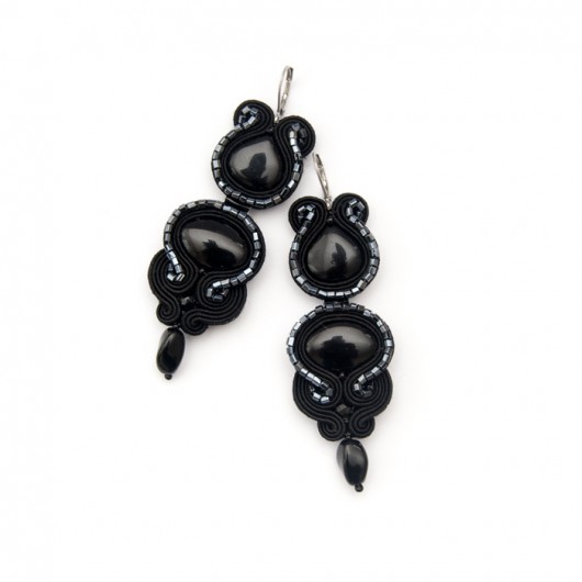 kolczyki soutache Duże kolczyki soutache glam czarne