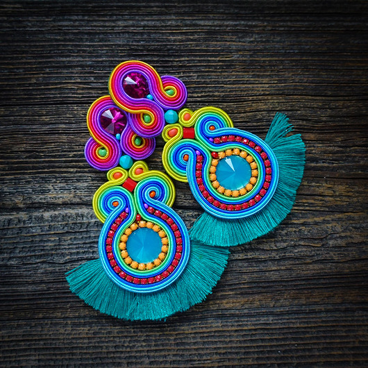 Waikiki- etniczne kolczyki soutache Mró Soutache