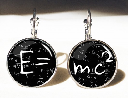 Kolczyki duże wiszące E=mc2 EGGinEGG