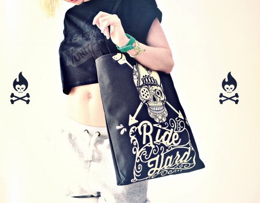 Ride Hard Black tote bag DONT NEED NO SAMURAI