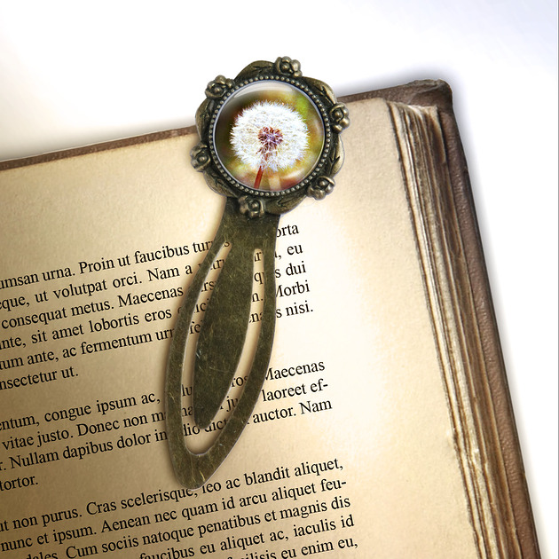 zakładki do książek Zakładka do książki - Dmuchawiec - klips, brąz