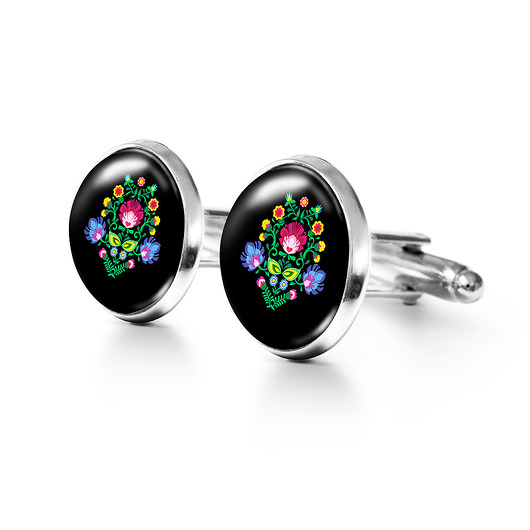 spinki do mankietów Folkowe czarne - spinki do mankietów