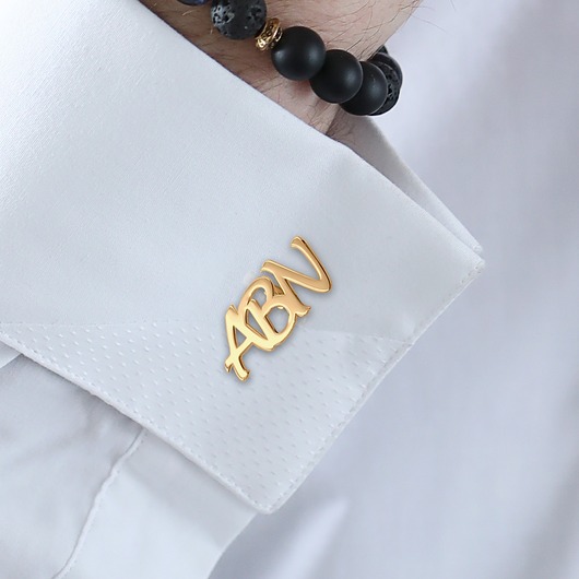 spinki do mankietów Złote spinki do mankietów litera na Prezent