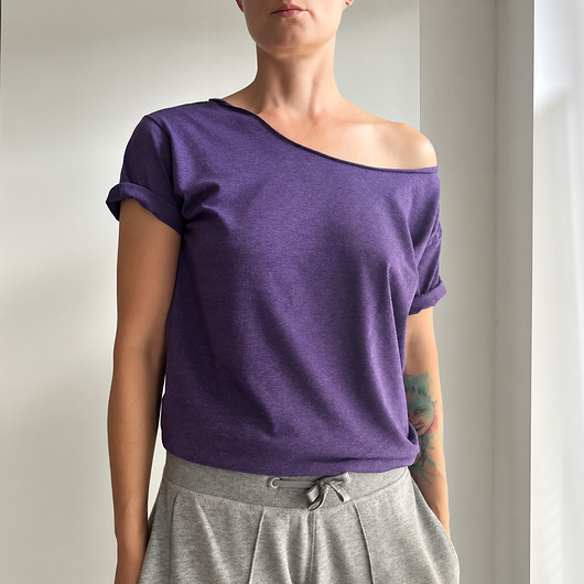 t-shirt damskie Fioletowy melanż Oversize