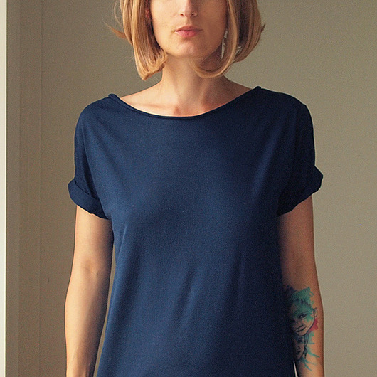 t-shirt damskie Granatowy Oversize