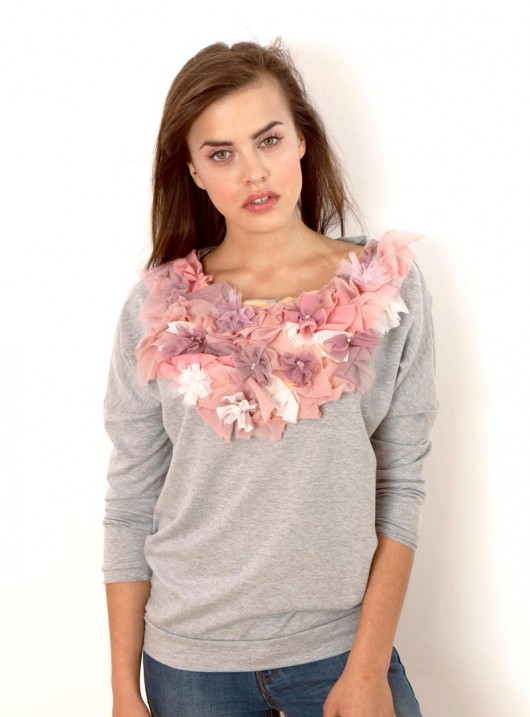 PROMOCJA Bluza kołnierz kwiaty S M Benni