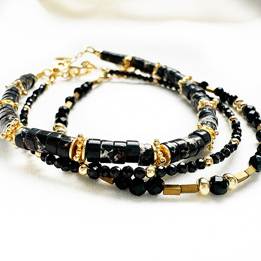 bransoletki z kamieni naturalnych Komplet Bransoletek z onyksów i jaspisu