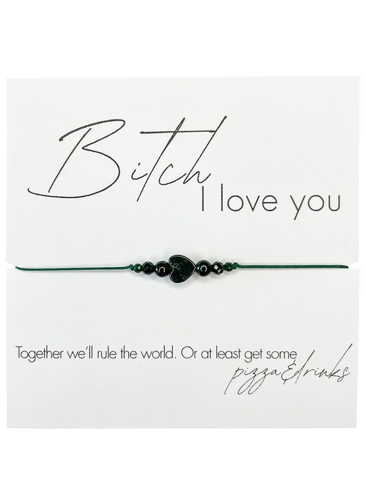 bransoletki na sznurku Bi.ch I love you Bransoletka z kamieni Szmaragd Nilu, Awenturyn, Agat