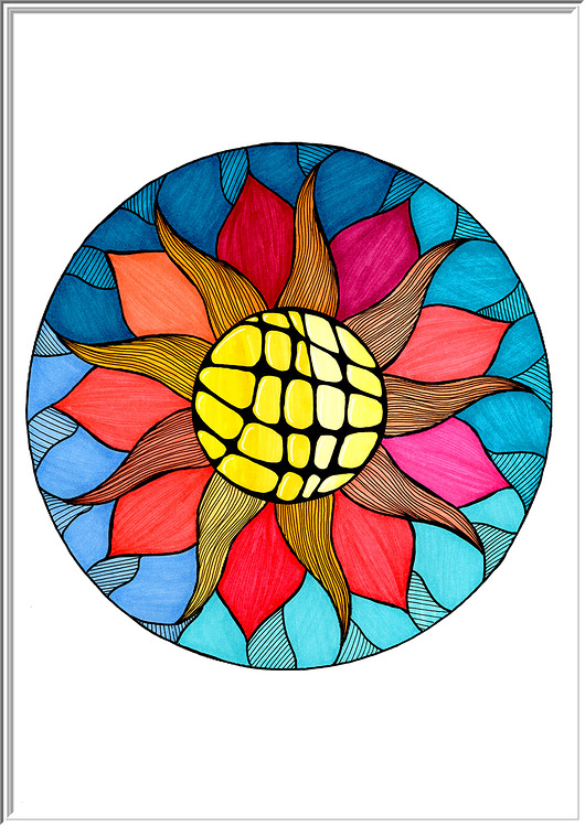 grafiki i ilustracje 61. SŁONECZNA MANDALA - rysunek, plakat.