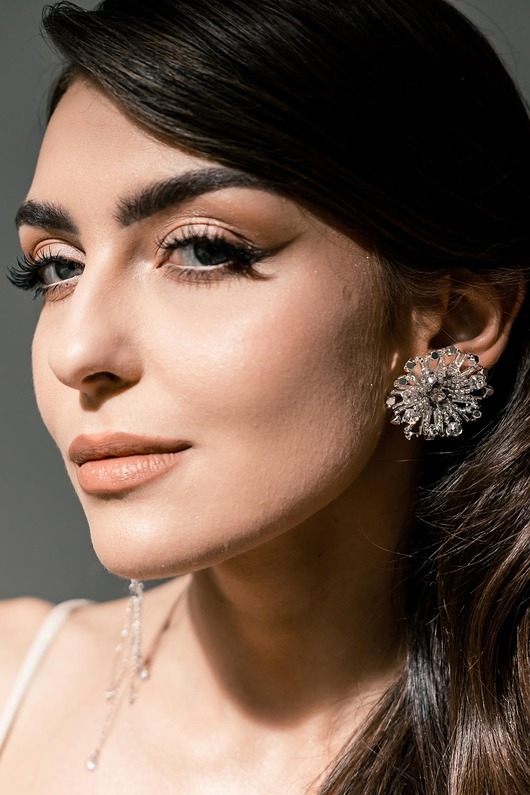 kolczyki srebrne STELLA - srebrne kolczyki rozety w stylu glamour