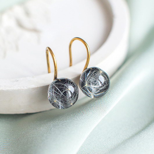 kolczyki z żywicy Kolczyki z rzęsek dmuchawca