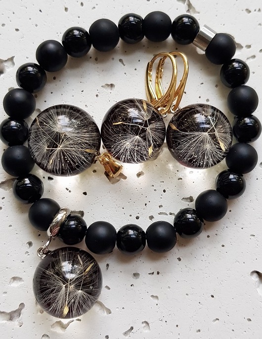 zestaw-dmuchawce w żywicy Grol Jewellery