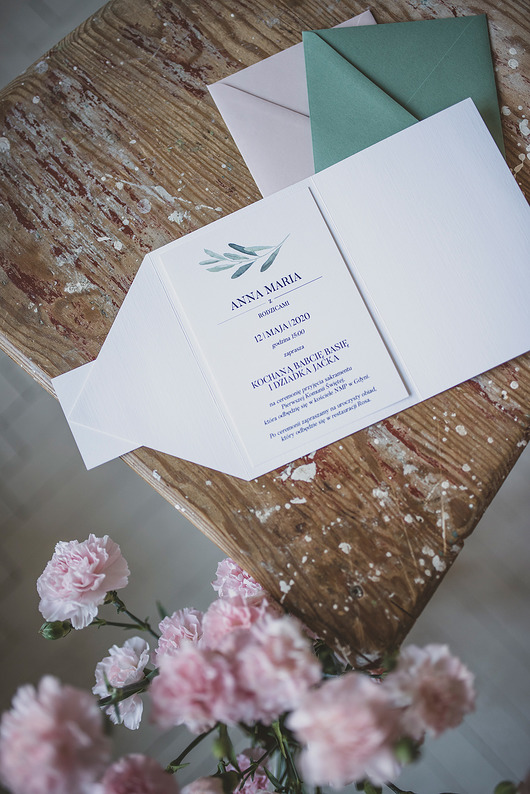 Zaproszenie na Pierwszą Komunię LEAFY SIMPLE II Papel