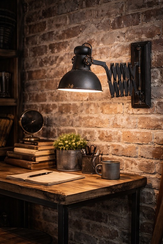 kinkiety Kinkiet metalowy postarzany z wysięgnikiem Factory