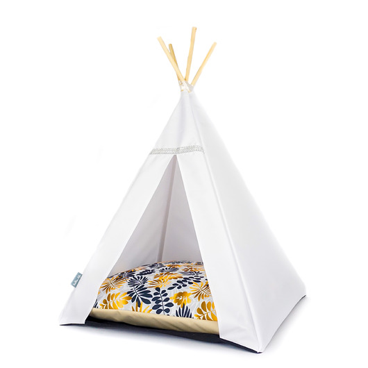 Legowisko Tipi Glamour Białe - Liście Halkalife