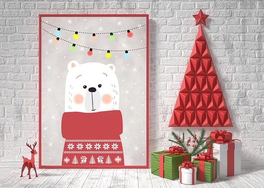 PLAKAT zimowy Plakat świąteczny black dot studio