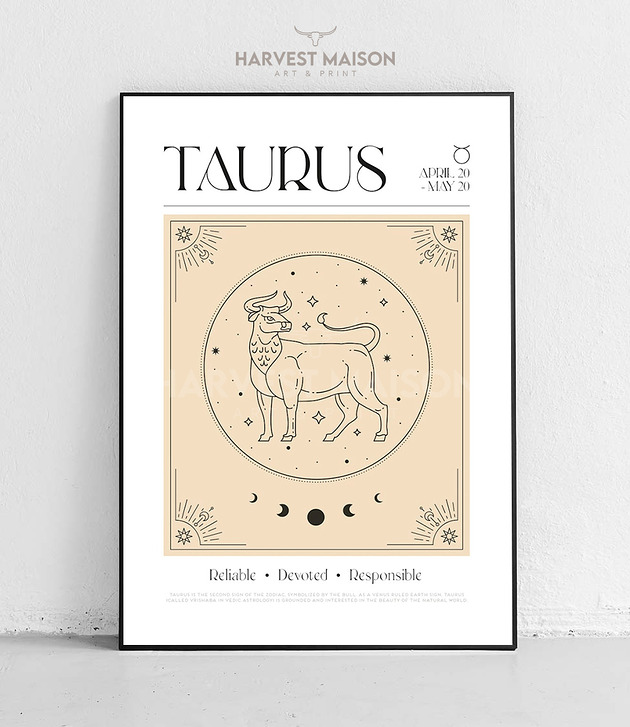plakaty Plakat Znak Zodiaku Mystical Art Byk Prezent Dla Niej