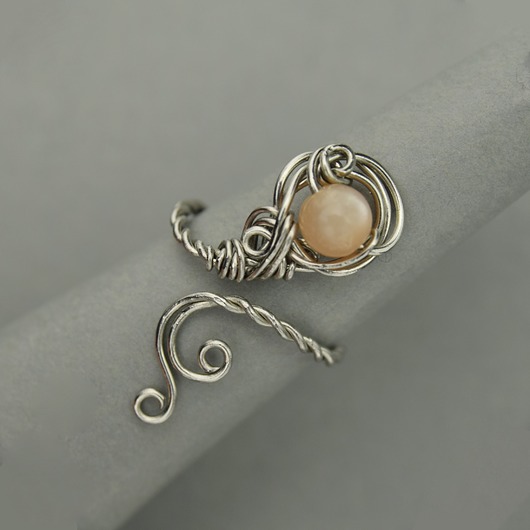 pierścionki - różne Pierścionek regulowany kamień słoneczny wire wrapping